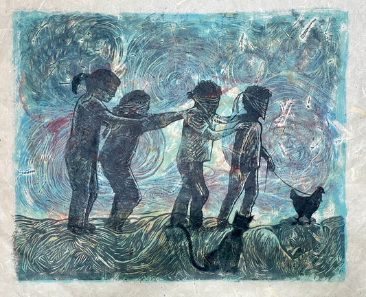 One in a series of mono prints using the same plates to create variations. SOLD